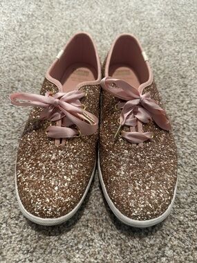 Keds Rose Gold Glitter Lace-Up Sneakers